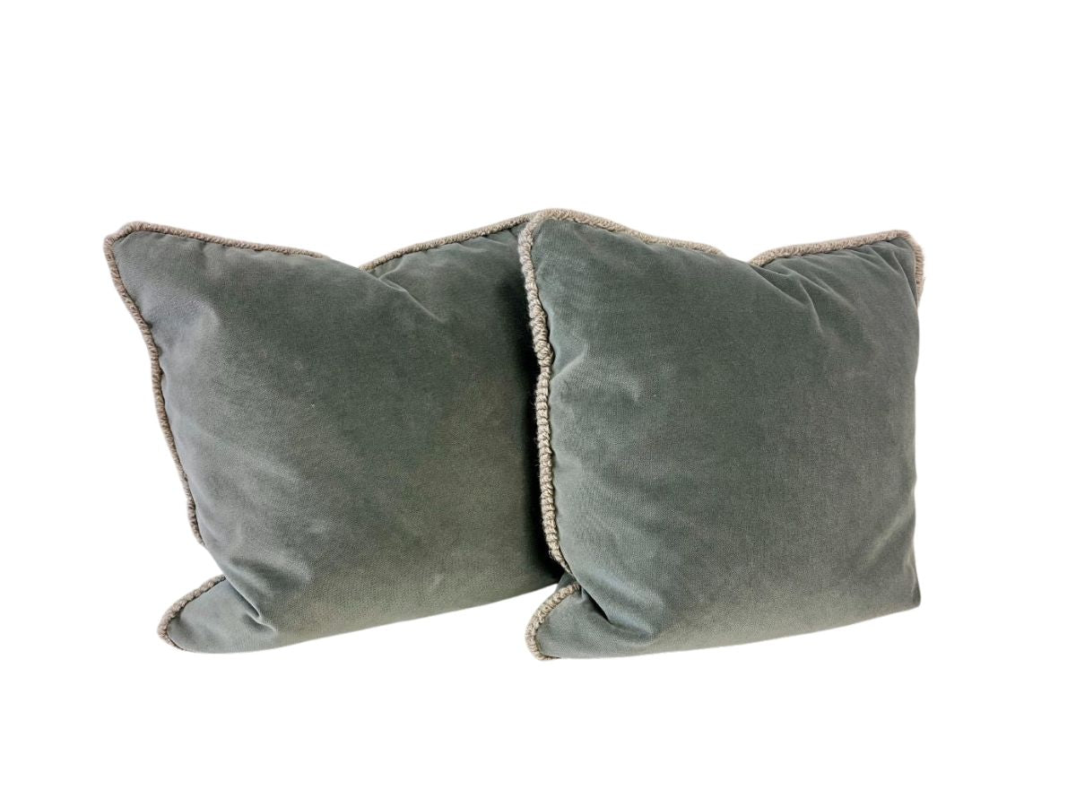 Restoration Hardware Blue Velvet Pillows, Pair