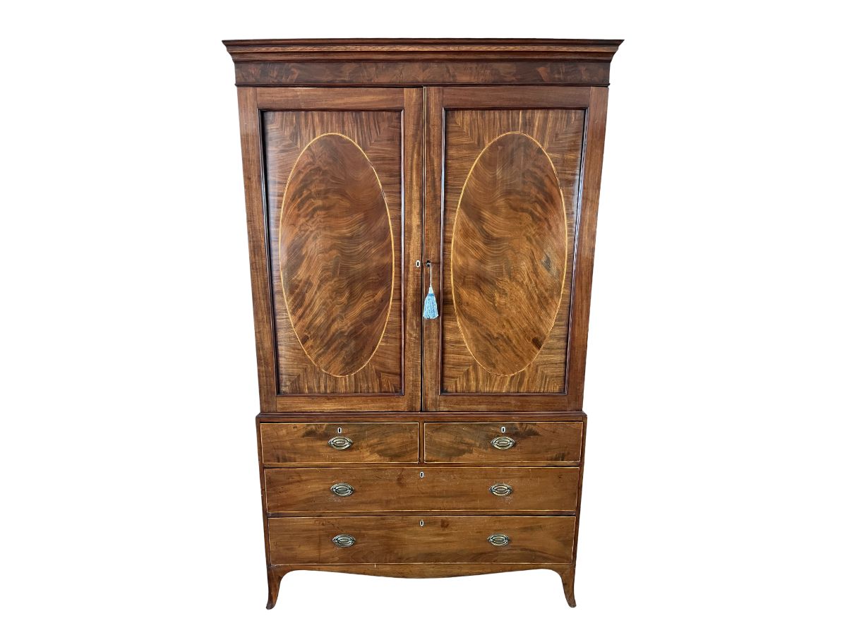 Antique George III Mahogany Linen Press