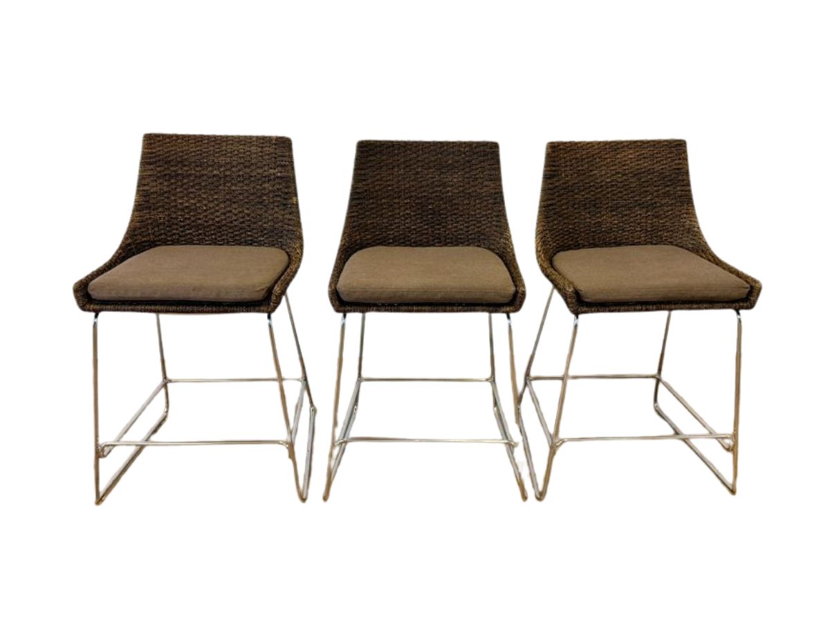 McGuire Woven Shelter Stools, Set of Three