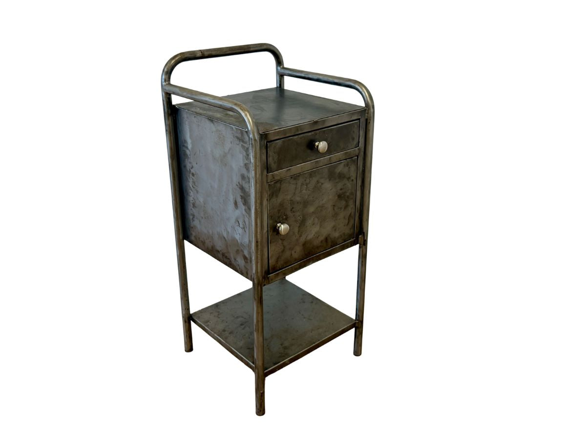 Vintage Industrial Side Table with Shelf