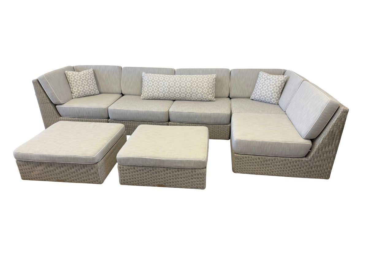 Kingsley Bate Westport Outdoor Sectional and Ottomans
