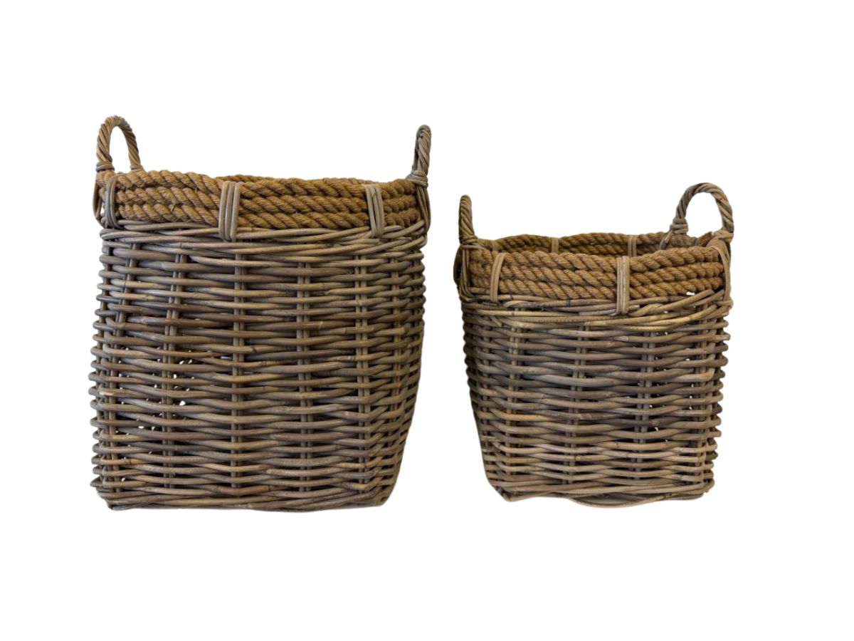 Irving Seagrass Decorative Baskets, Pair
