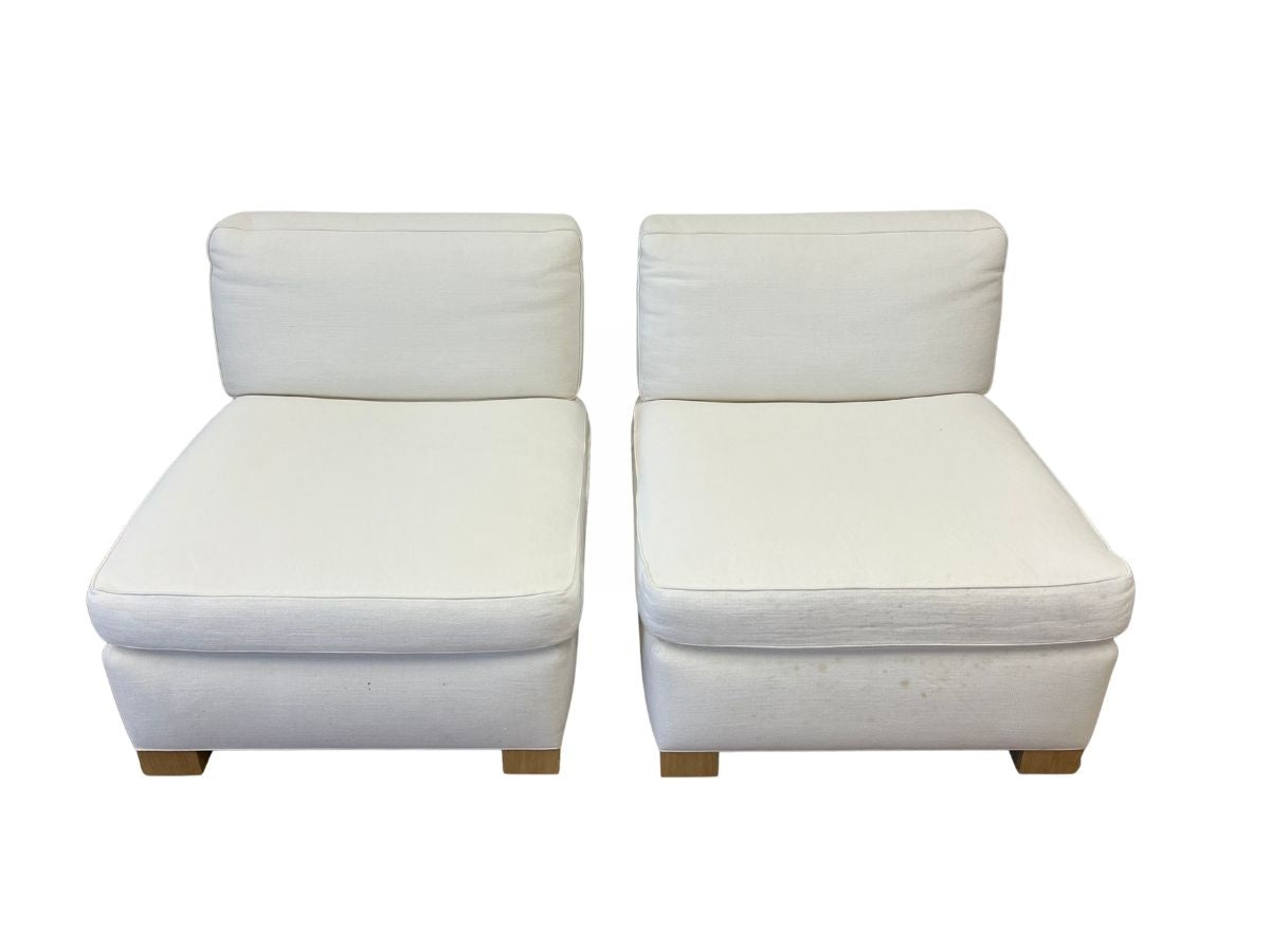 White Slipper Chairs, Pair