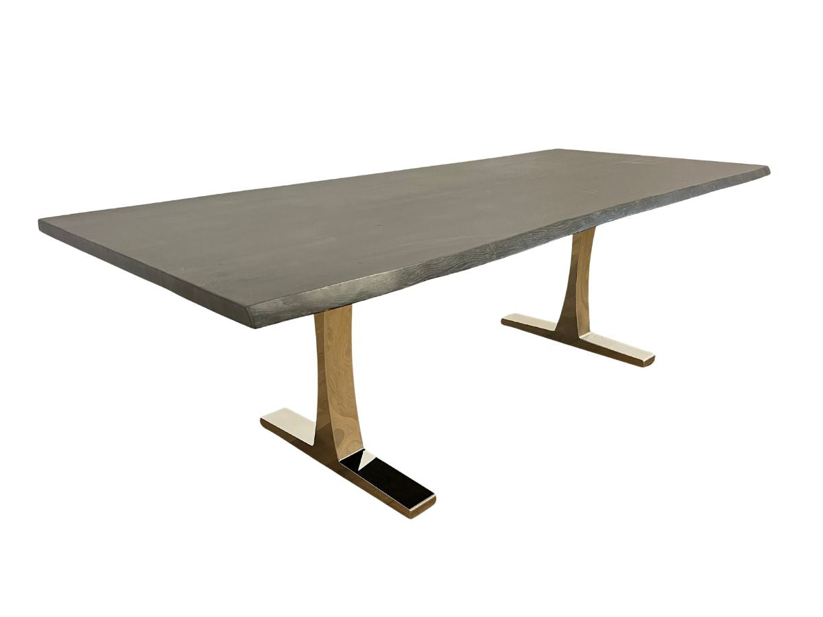 Square Roots Live Edge Stained Black Dining Table