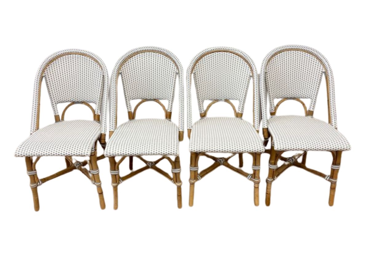 Serena & Lily Riviera Rattan Dining Chairs, Set of 4
