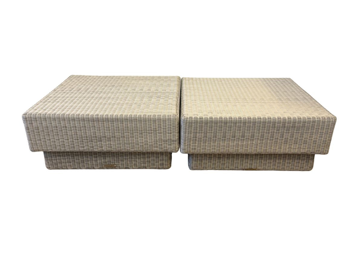Kingsley Bate Westport Wicker Square Coffee Tables, Pair