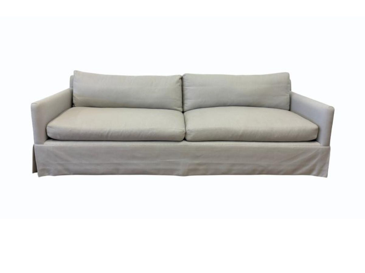 Custom Grey Skirted Sofa, 1 of 2