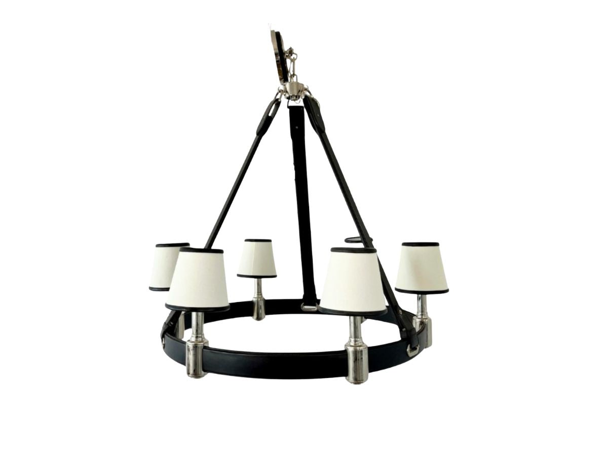 Ralph Lauren Black and Chrome Riley Chandelier