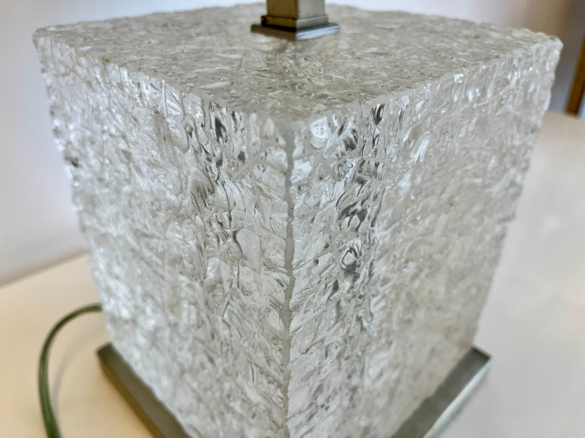 Square Carved Glass Table Lamp