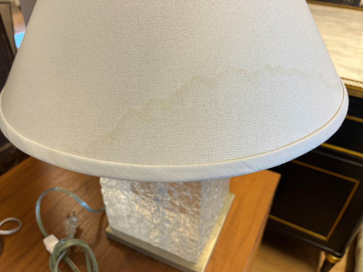 Square Carved Glass Table Lamp