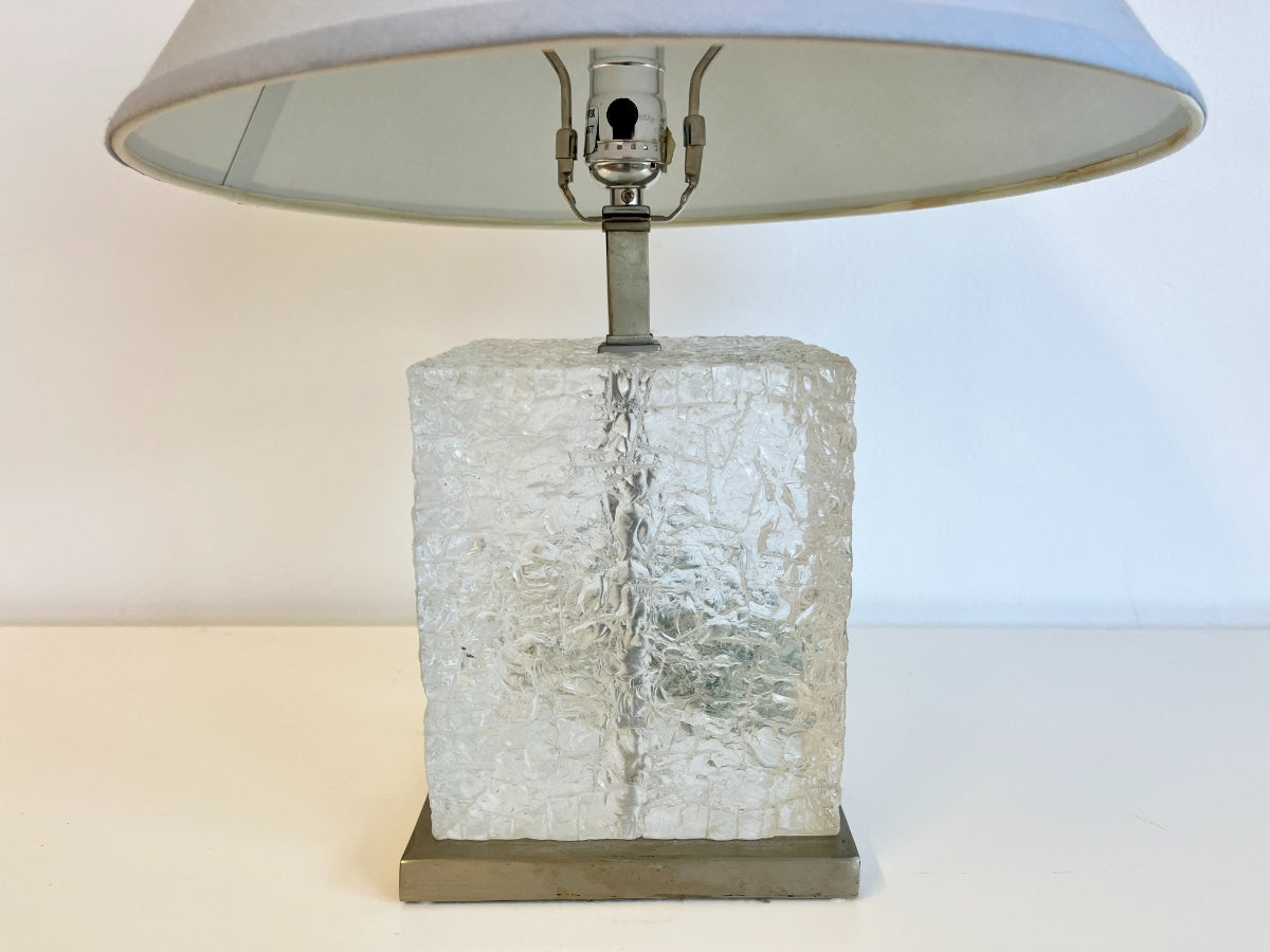 Square Carved Glass Table Lamp