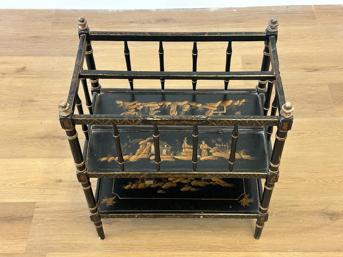 Black & Gold Chinoiserie Magazine Stand