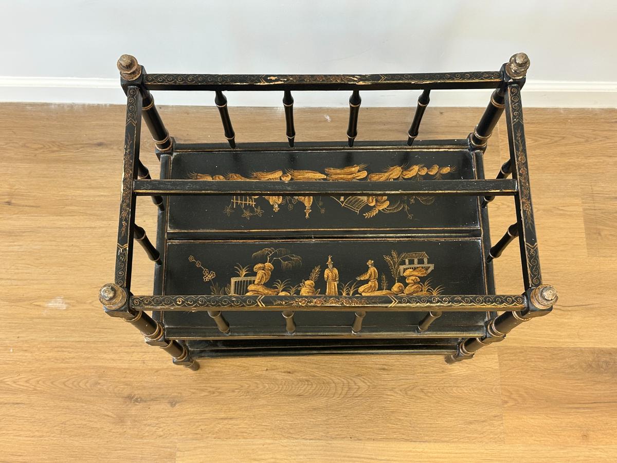 Black & Gold Chinoiserie Magazine Stand