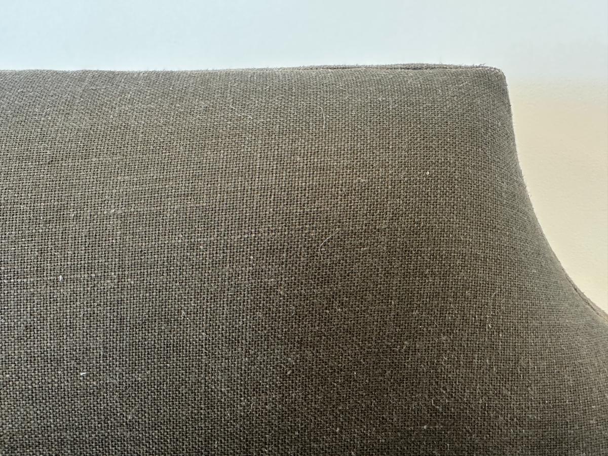 Dark Brown Upholstered Queen Headboard & Coordinating Bedskirt