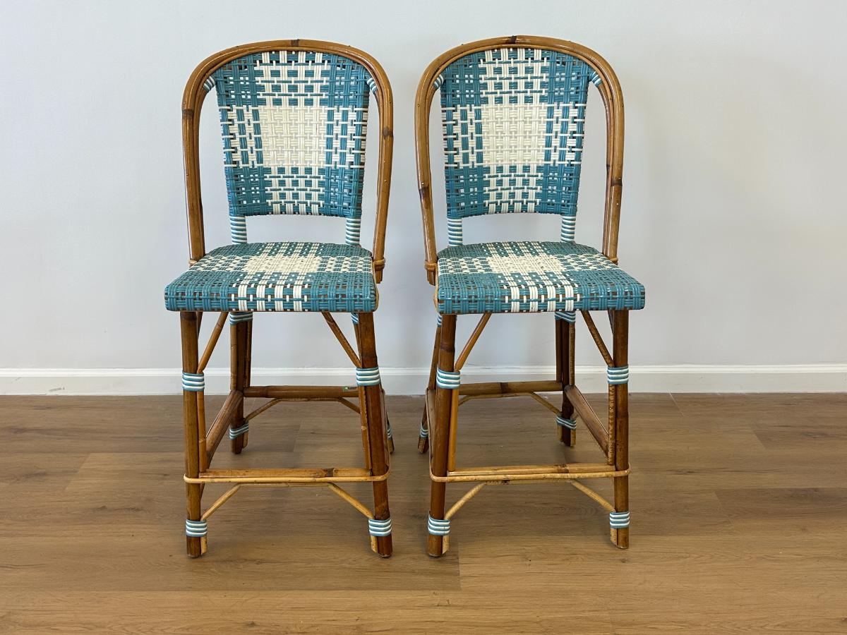 Vintage Maison Louis Drucker Marly Bar Stools, Pair