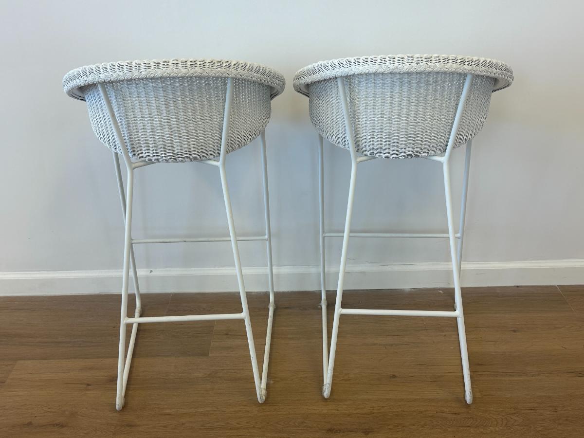 Vincent Sheppard Woven White Barstools, Pair