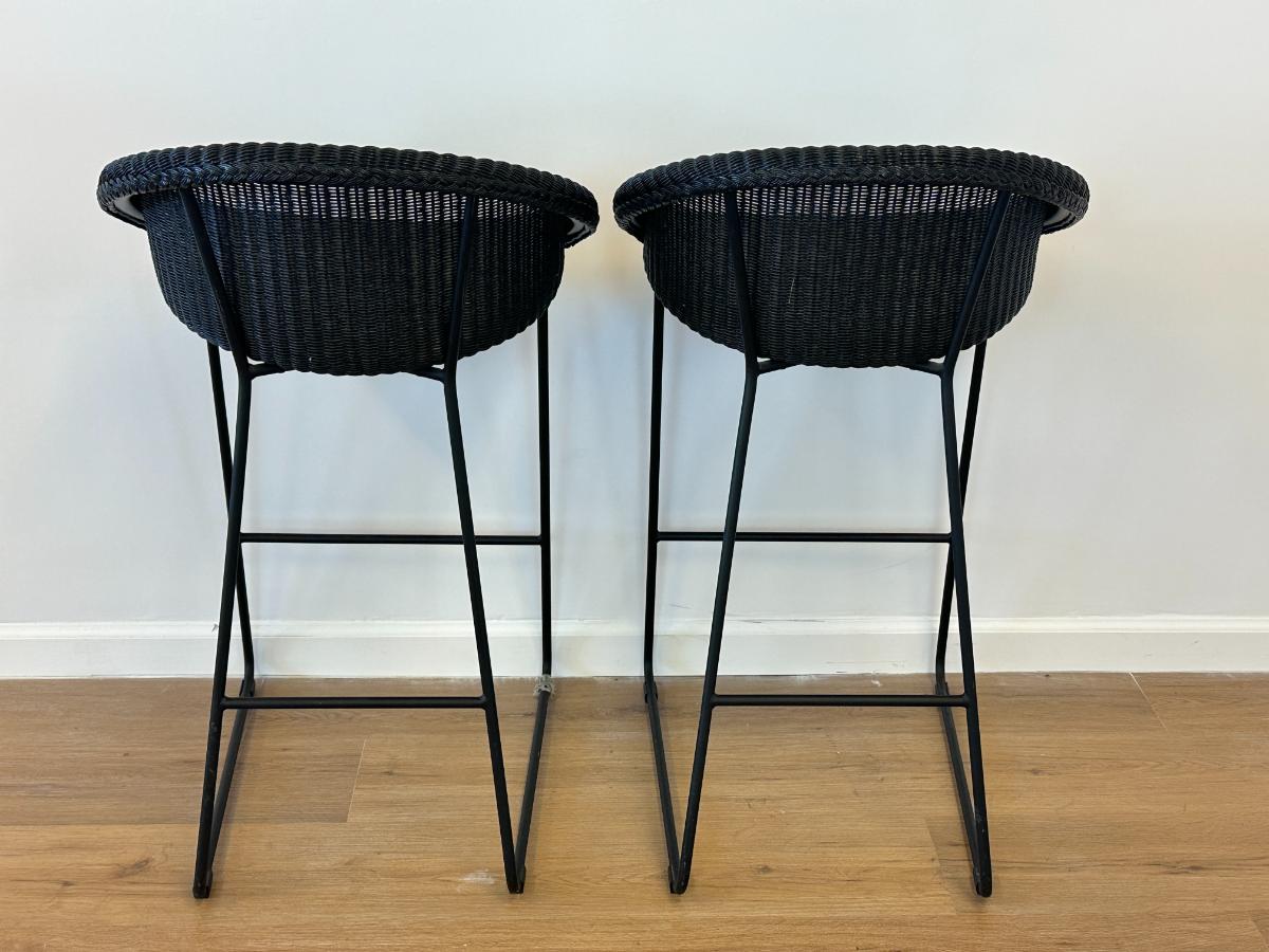 Vincent Sheppard Woven Black Barstools, Pair
