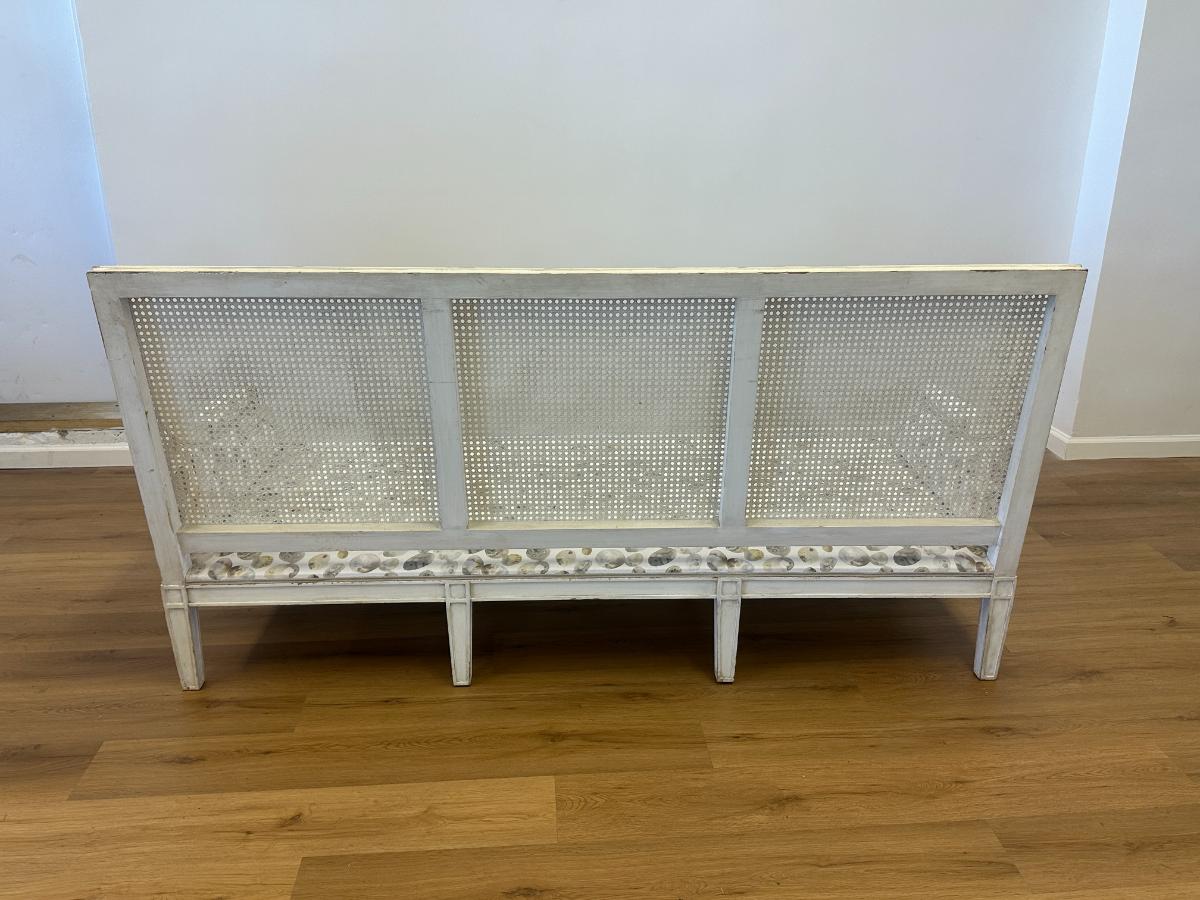 Custom Upholstered Cane Back Sofa, 1 of 2