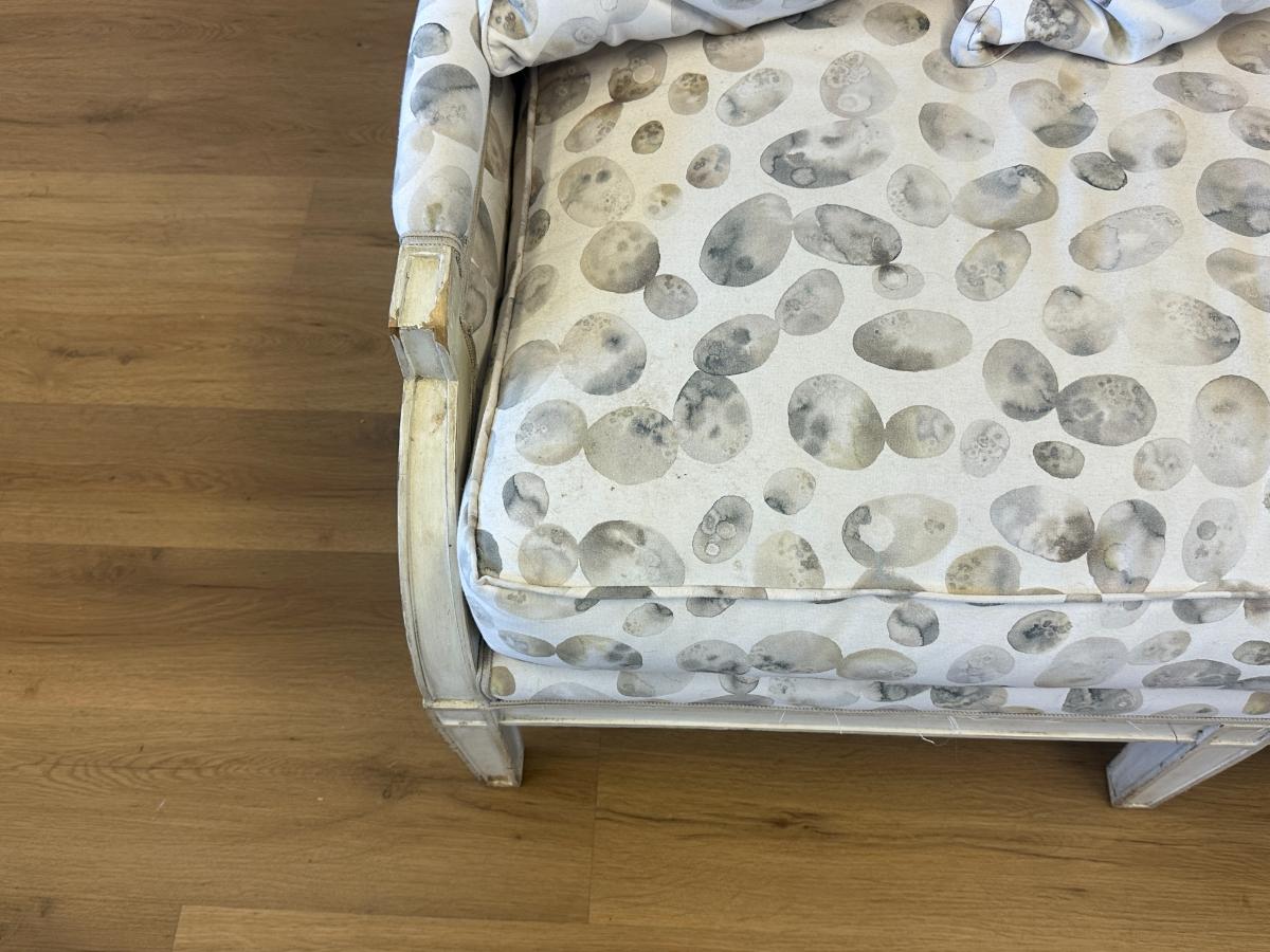 Custom Upholstered Cane Back Sofa, 2 of 2