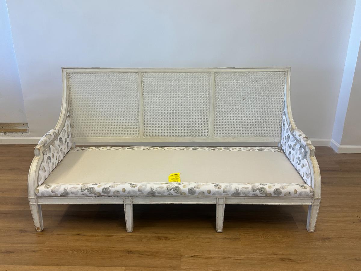 Custom Upholstered Cane Back Sofa, 2 of 2