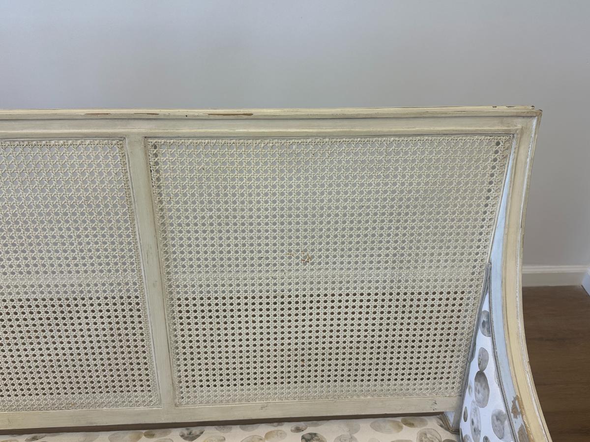 Custom Upholstered Cane Back Sofa, 2 of 2