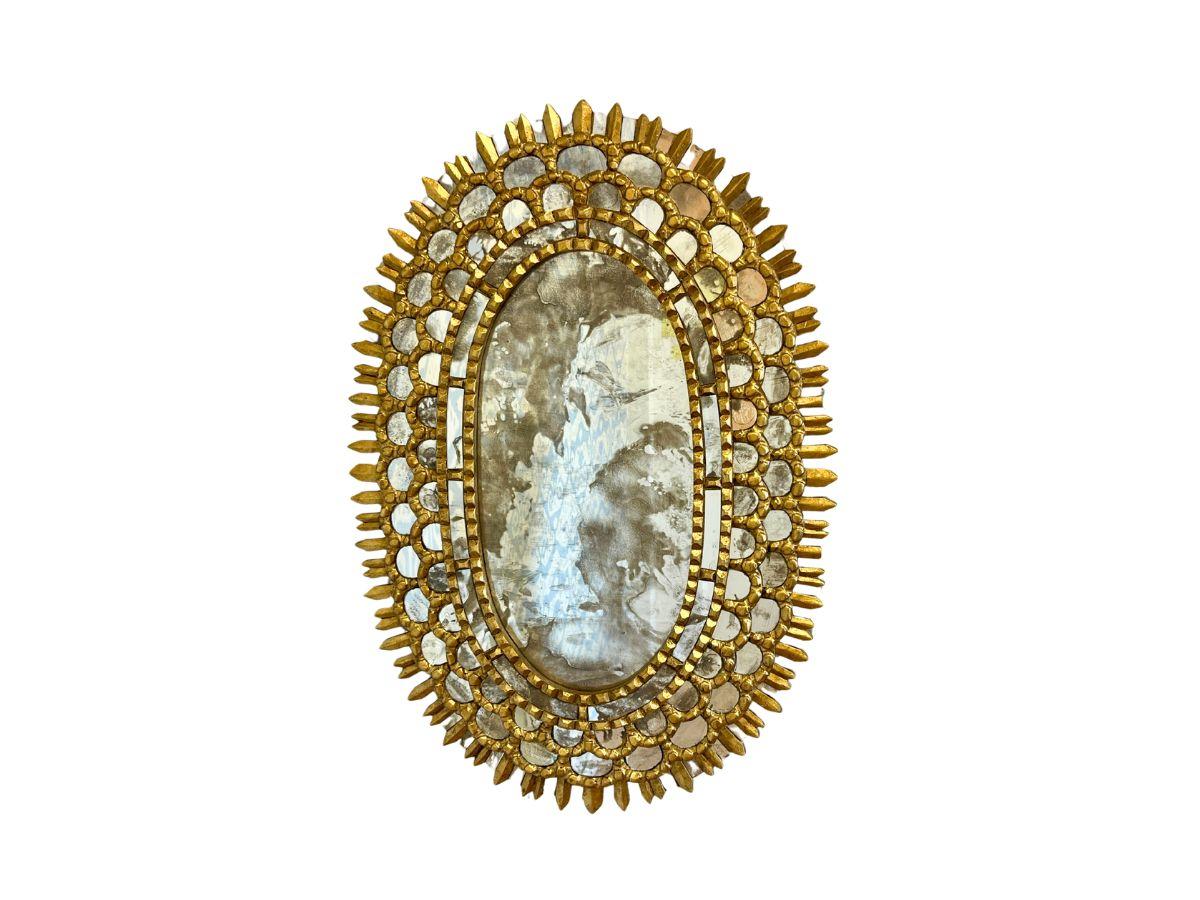Gold Leaf Oval Sunburst Mirror