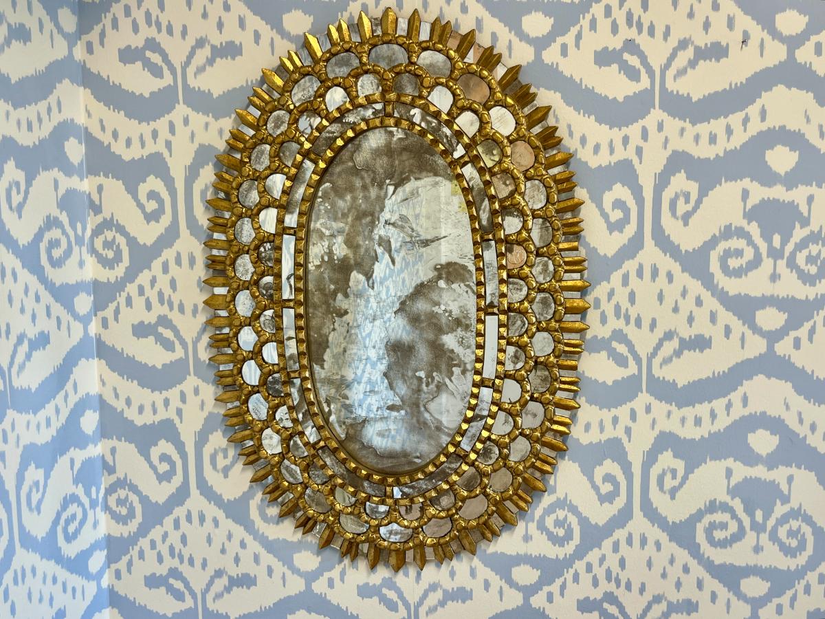 Gold Leaf Oval Sunburst Mirror
