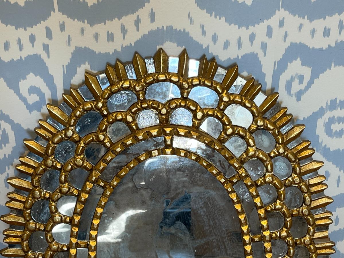 Gold Leaf Oval Sunburst Mirror