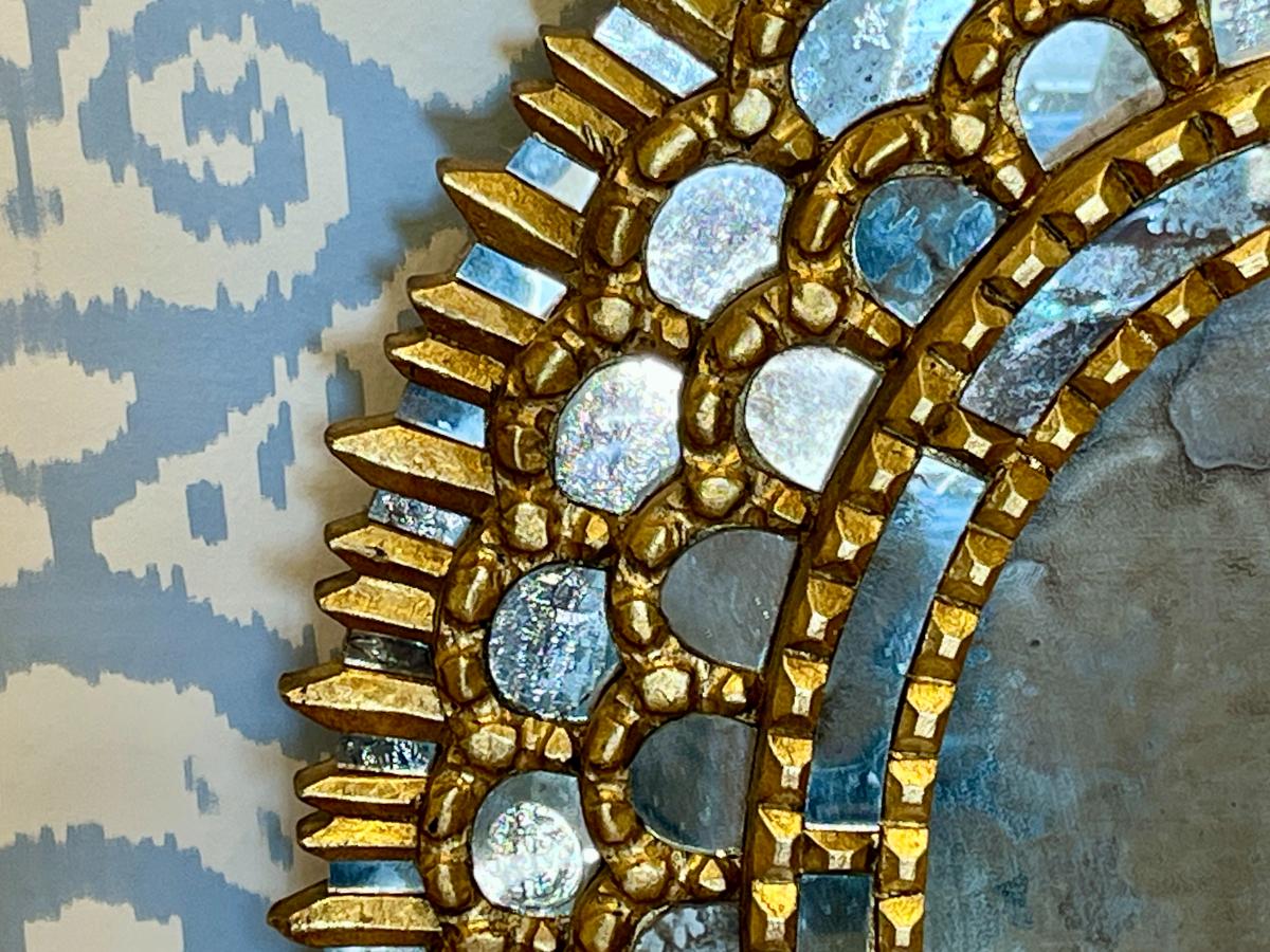 Gold Leaf Oval Sunburst Mirror