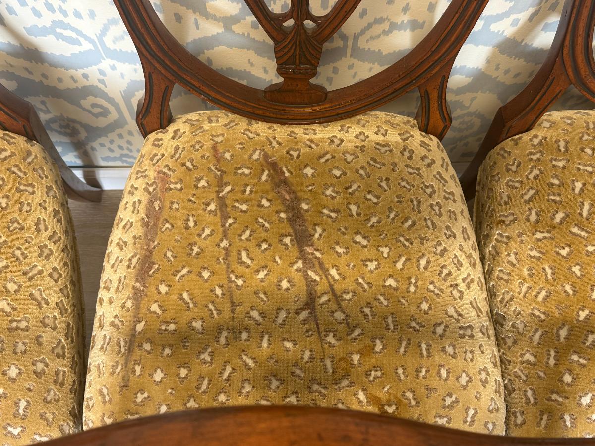 Custom Upholstered Shield Back Dining Chairs, Set of 10
