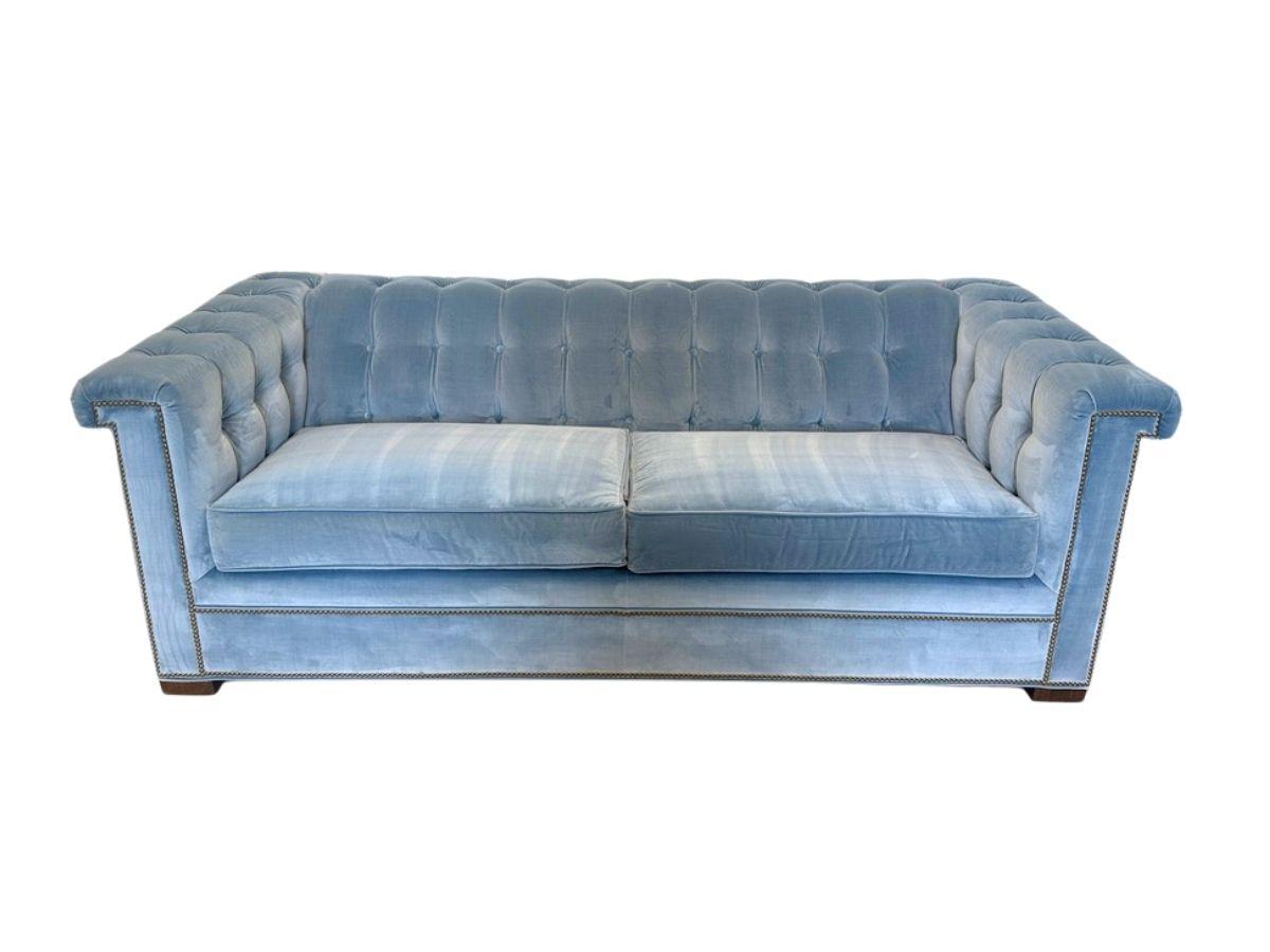 Wesley Hall McGee Sofa in Kravet Chessford Velvet, Wedgwood (1 of 2)