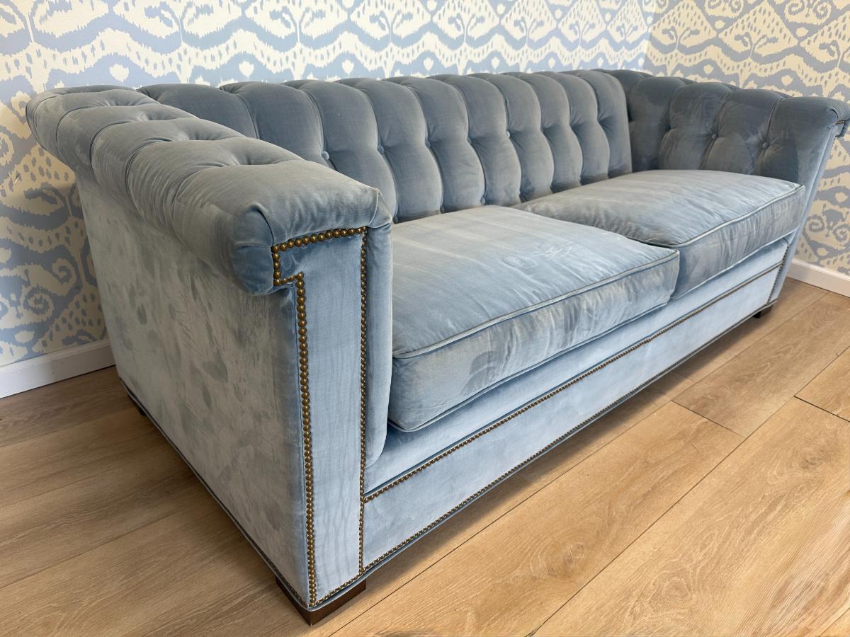Wesley Hall McGee Sofa in Kravet Chessford Velvet, Wedgwood (1 of 2)