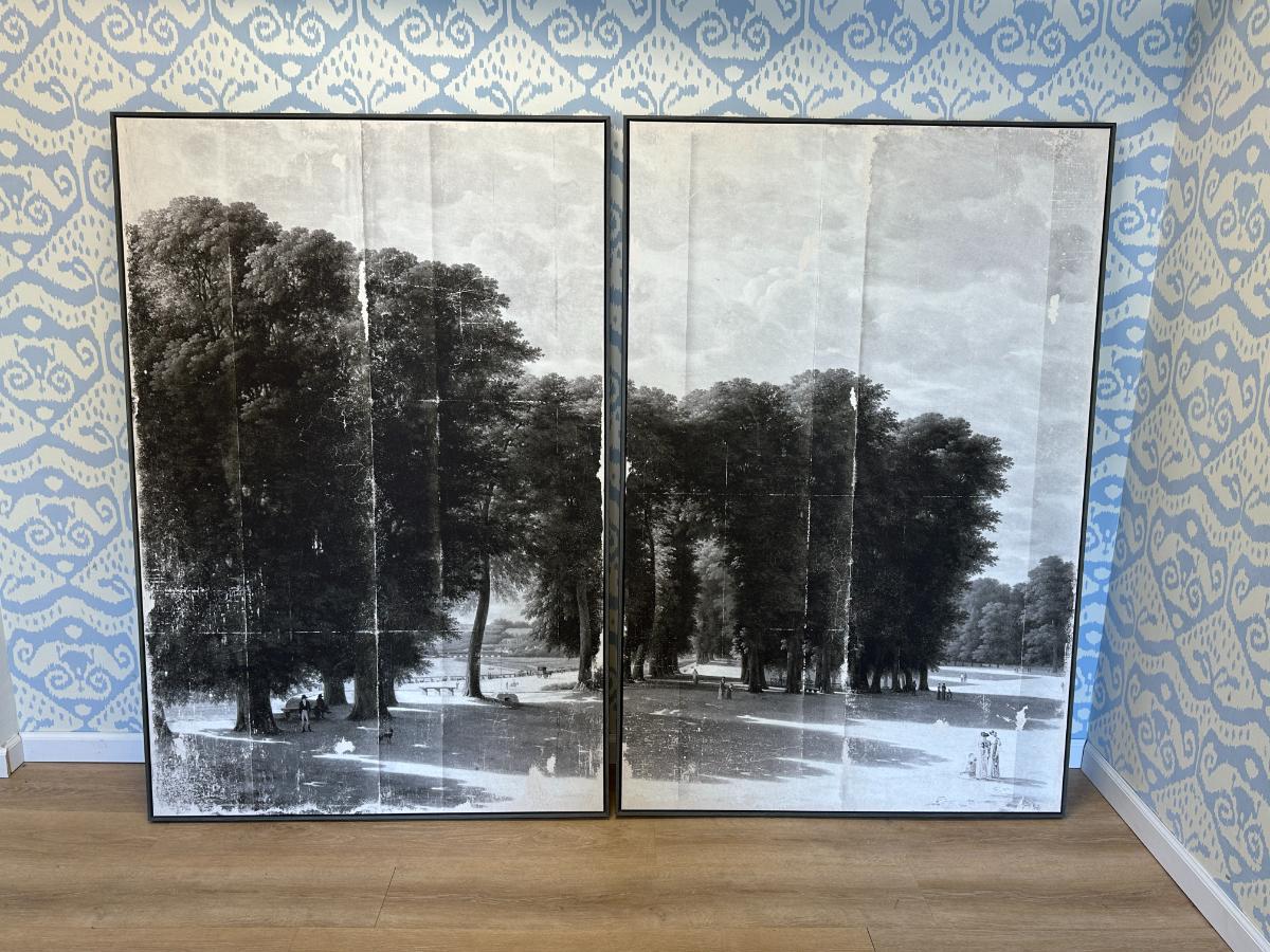 Grisaille Landscape Diptych from Celadon Art