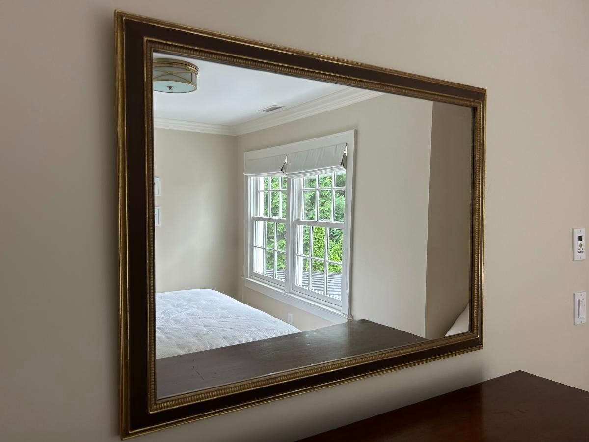 Custom Rectangular Brown and Gold Mirror by J. Pocker & Sons