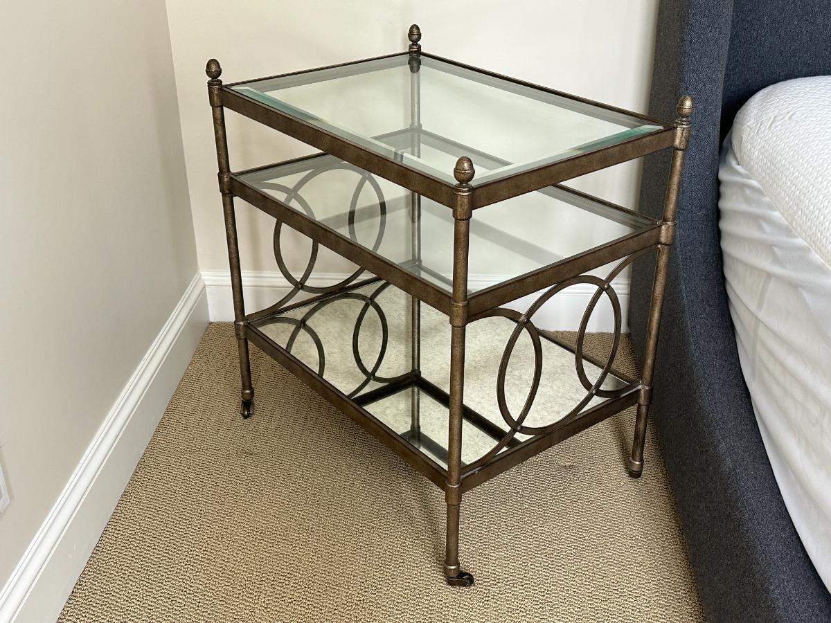 Lillian August Metal and Glass End Table/Cart