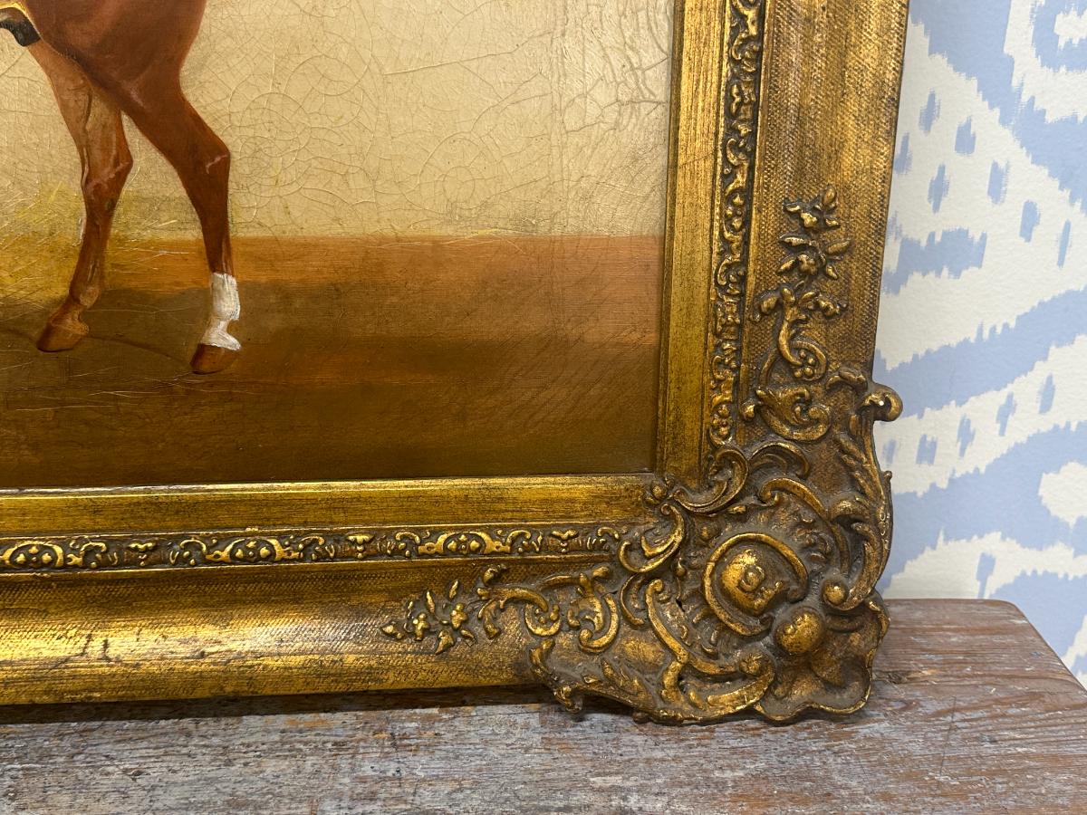 Portrait of a Horse in Stable, Oil on Canvas