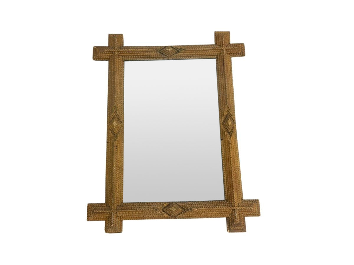 Light Brown Tramp Art Mirror