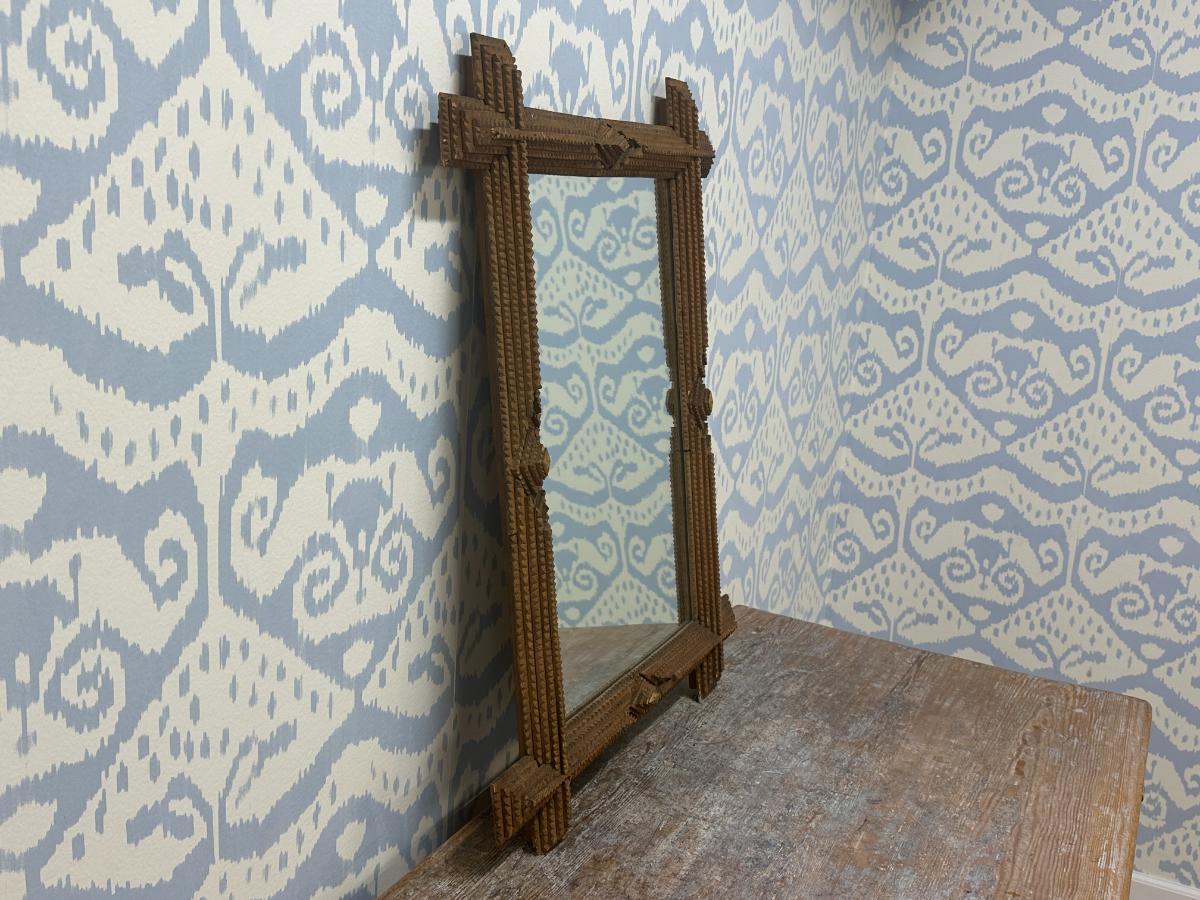 Light Brown Tramp Art Mirror