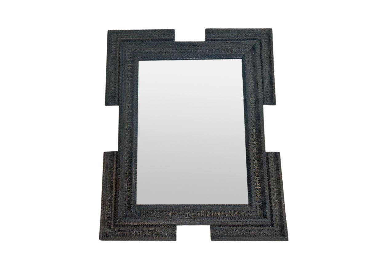Black Tramp Art Mirror