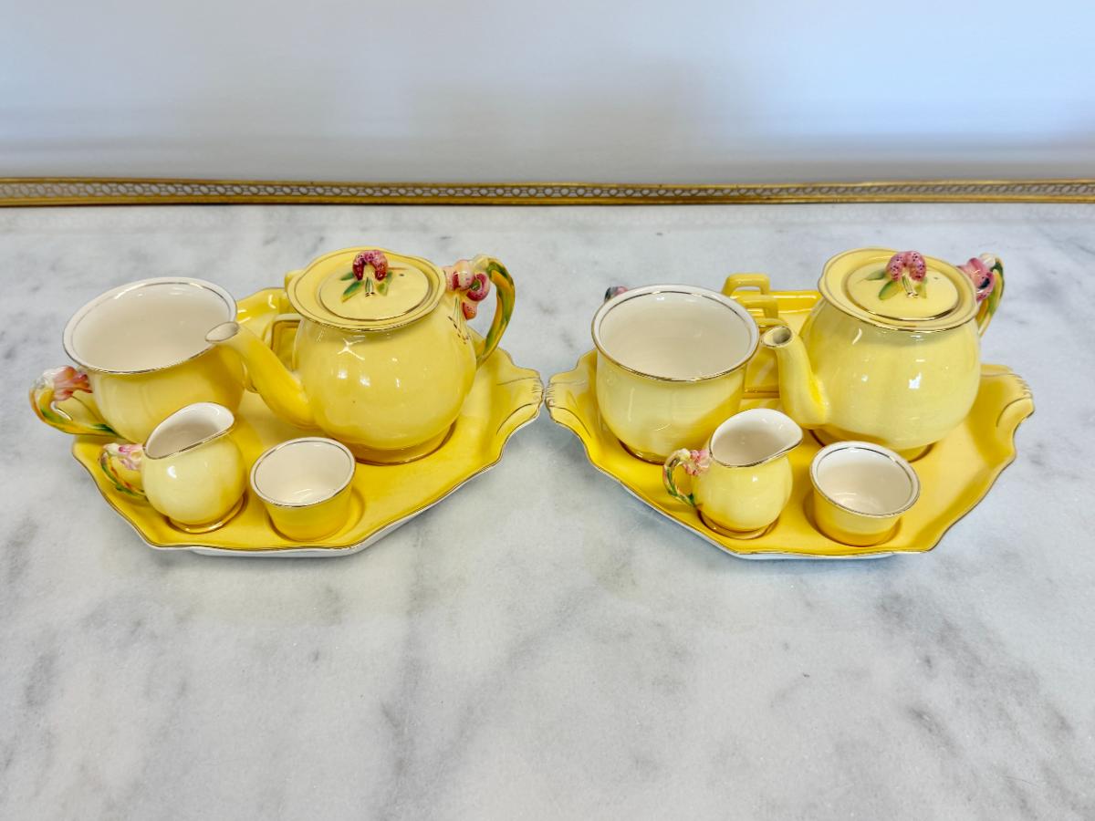 Vintage Royal Winton Tiger Lily Breakfast Tea Set, Incl. Berry Bowls, Tea Cups & Saucers