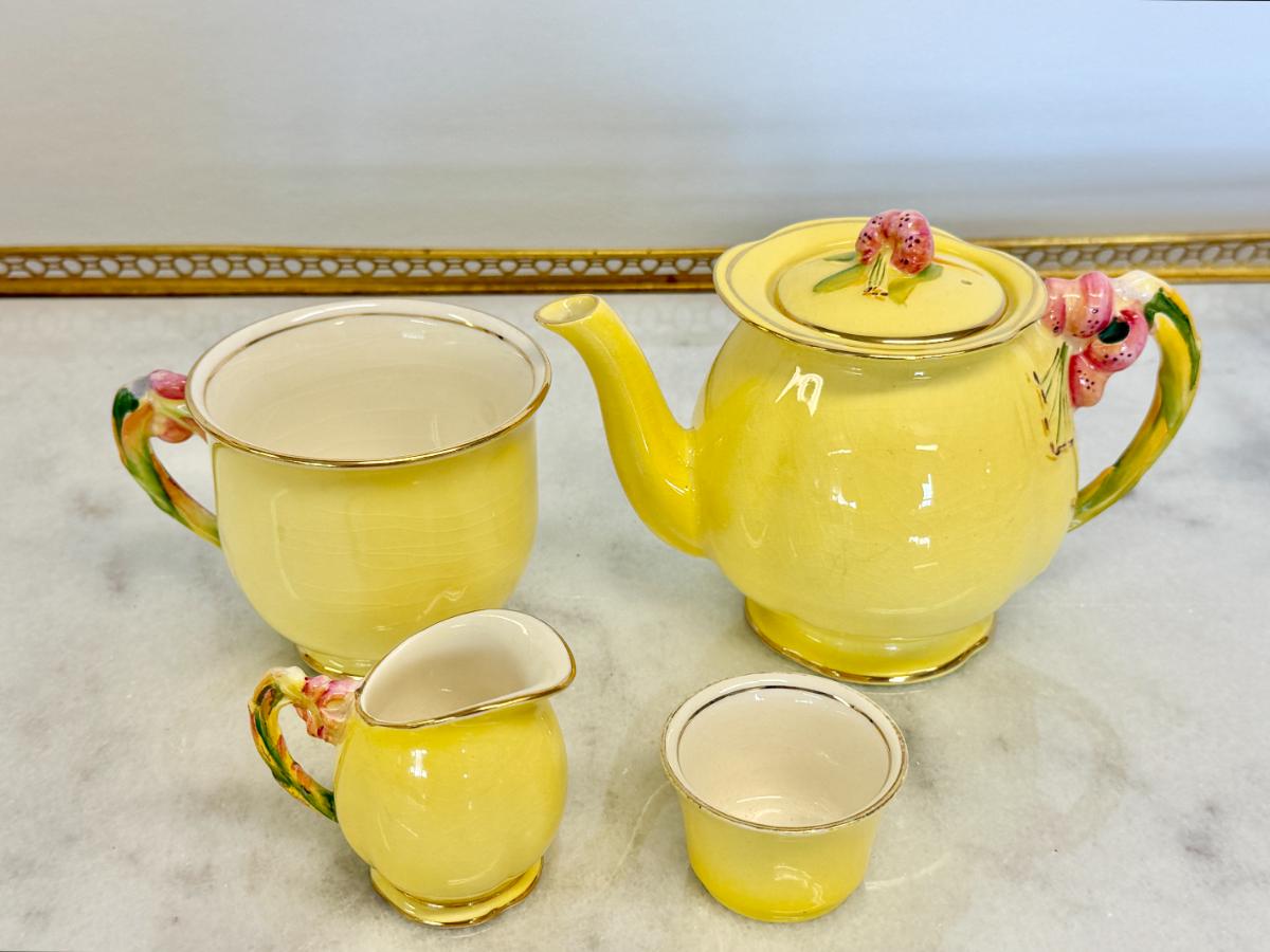 Vintage Royal Winton Tiger Lily Breakfast Tea Set, Incl. Berry Bowls, Tea Cups & Saucers