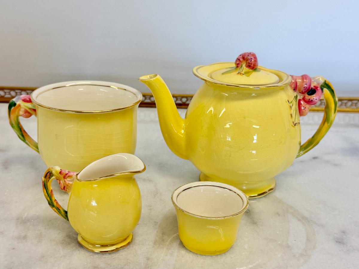 Vintage Royal Winton Tiger Lily Breakfast Tea Set, Incl. Berry Bowls, Tea Cups & Saucers