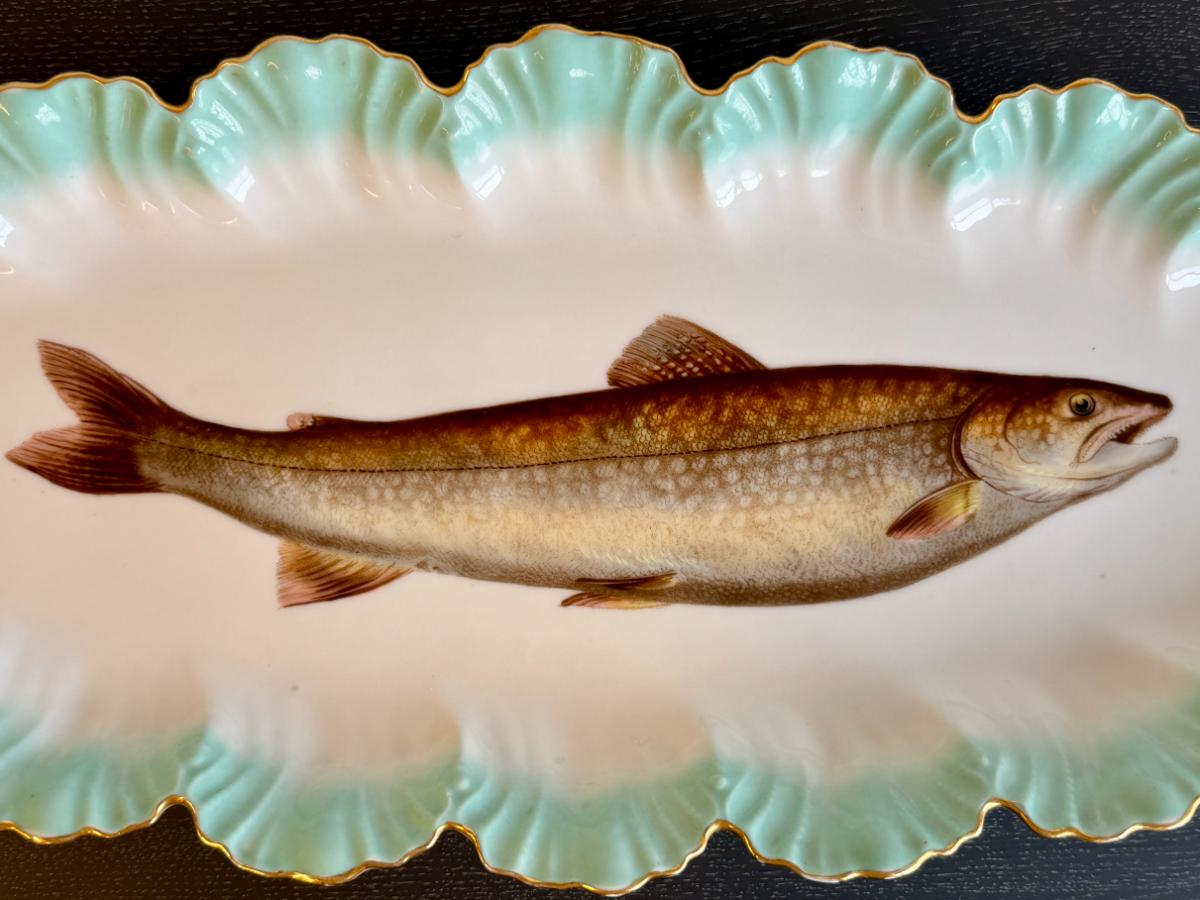 Antique Limoges Fish Plates and Serving Pieces, Set of 15