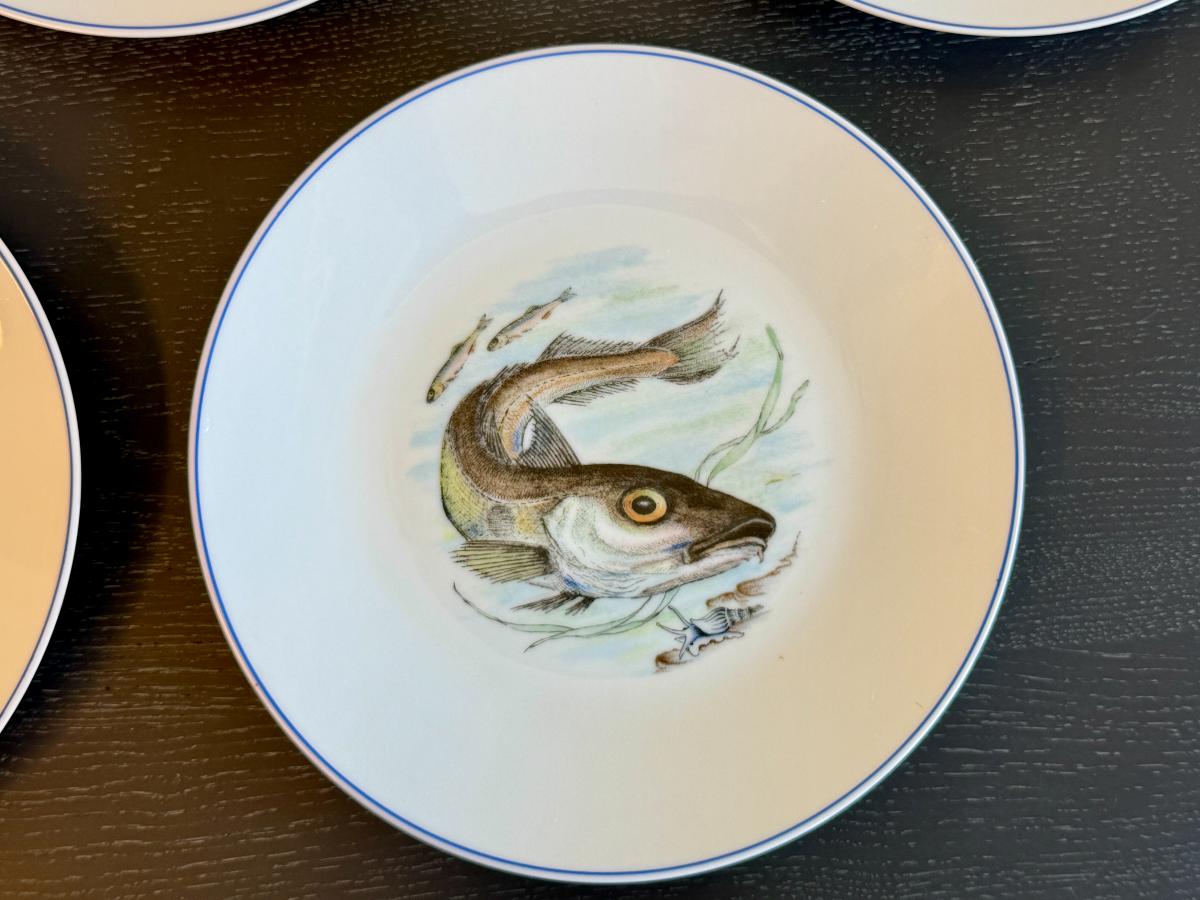 Vintage Saks Fifth Avenue Fish Plates, Set of Five