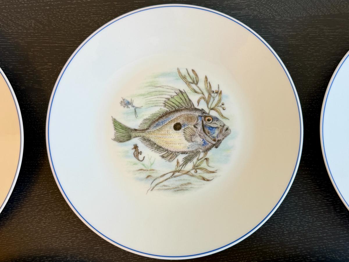 Vintage Saks Fifth Avenue Fish Plates, Set of Five