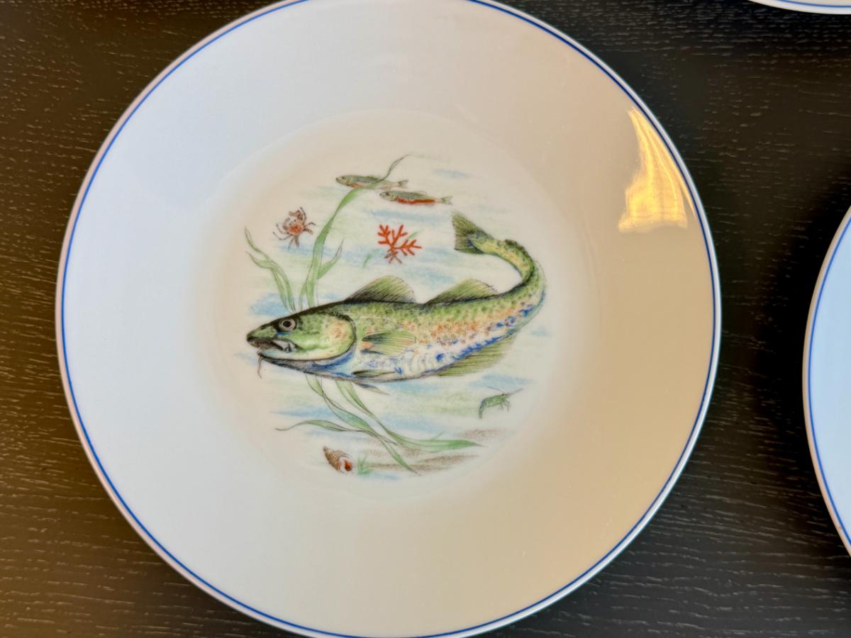 Vintage Saks Fifth Avenue Fish Plates, Set of Five