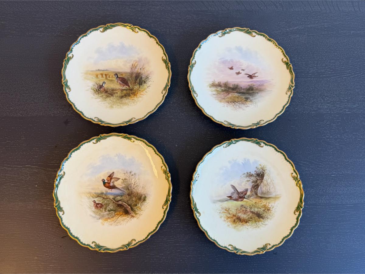 Limoges Hand Painted Cabinet Plates Made for Tiffany & Co. , Set of 4