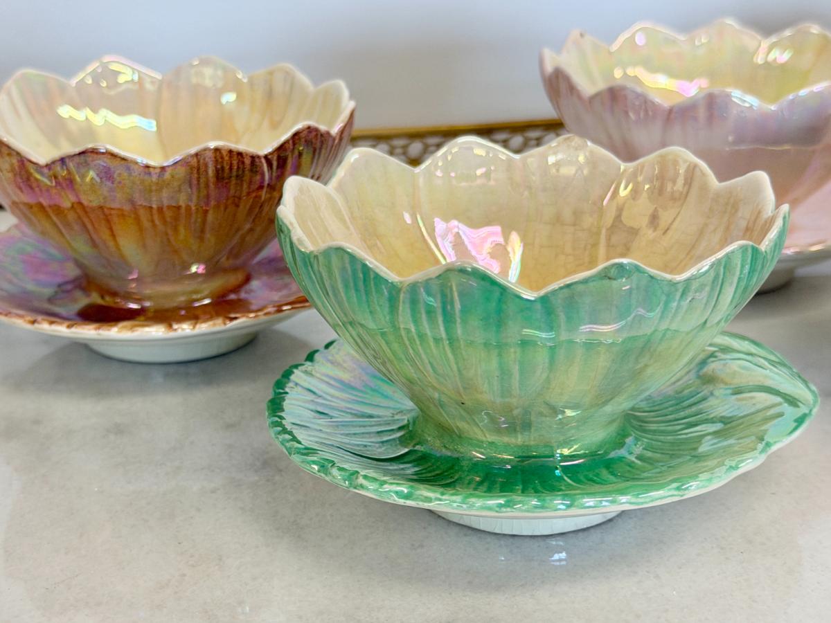 Vintage Royal Winton Grimwades Lustre Lotus Dessert Dishes, Set of 8