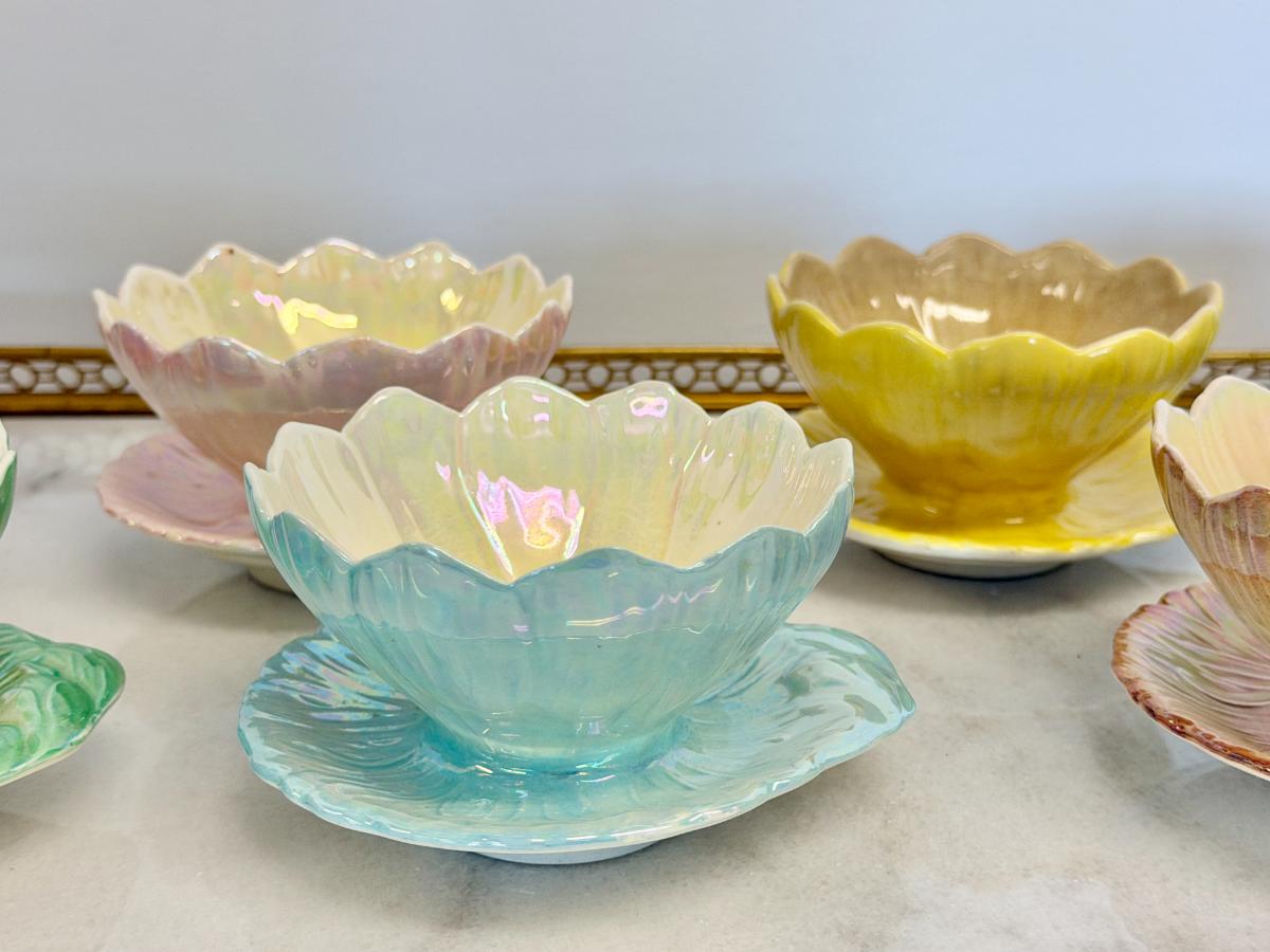 Vintage Royal Winton Grimwades Lustre Lotus Dessert Dishes, Set of 8