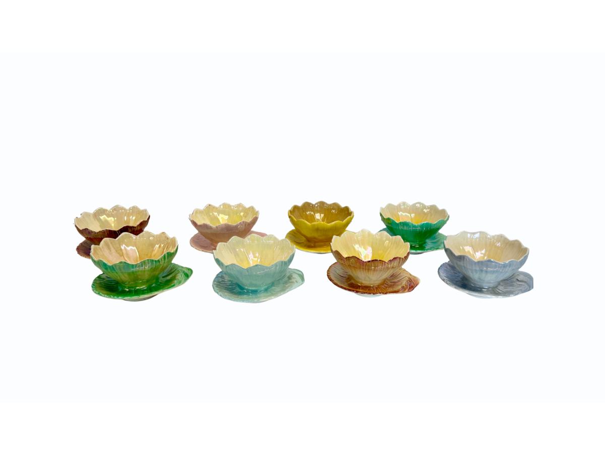 Vintage Royal Winton Grimwades Lustre Lotus Dessert Dishes, Set of 8